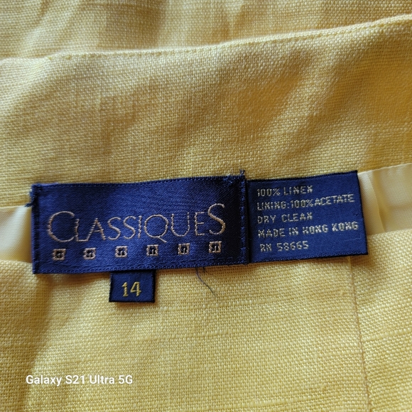 Classique Entier 100% Linen Pencil Skirt Canary Size 14 NWT - Picture 13 of 14